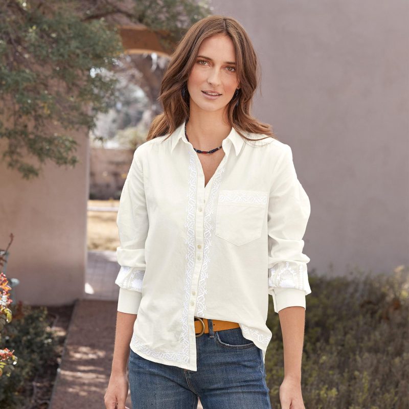 Karla Embroidered Shirt. Petite